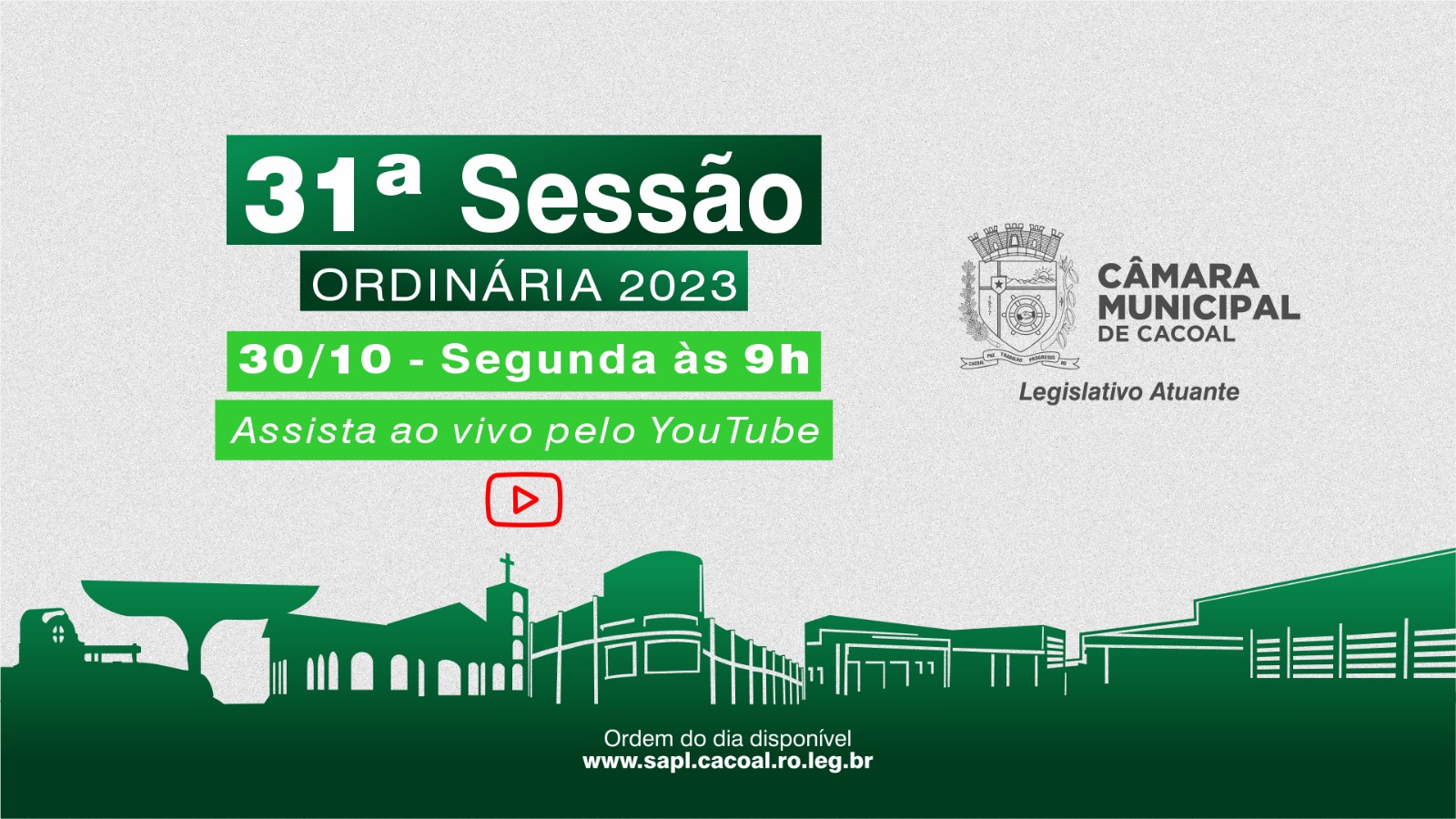 Câmara Municipal de Cacoal realiza a 31ª Sessão Ordinária de 2023